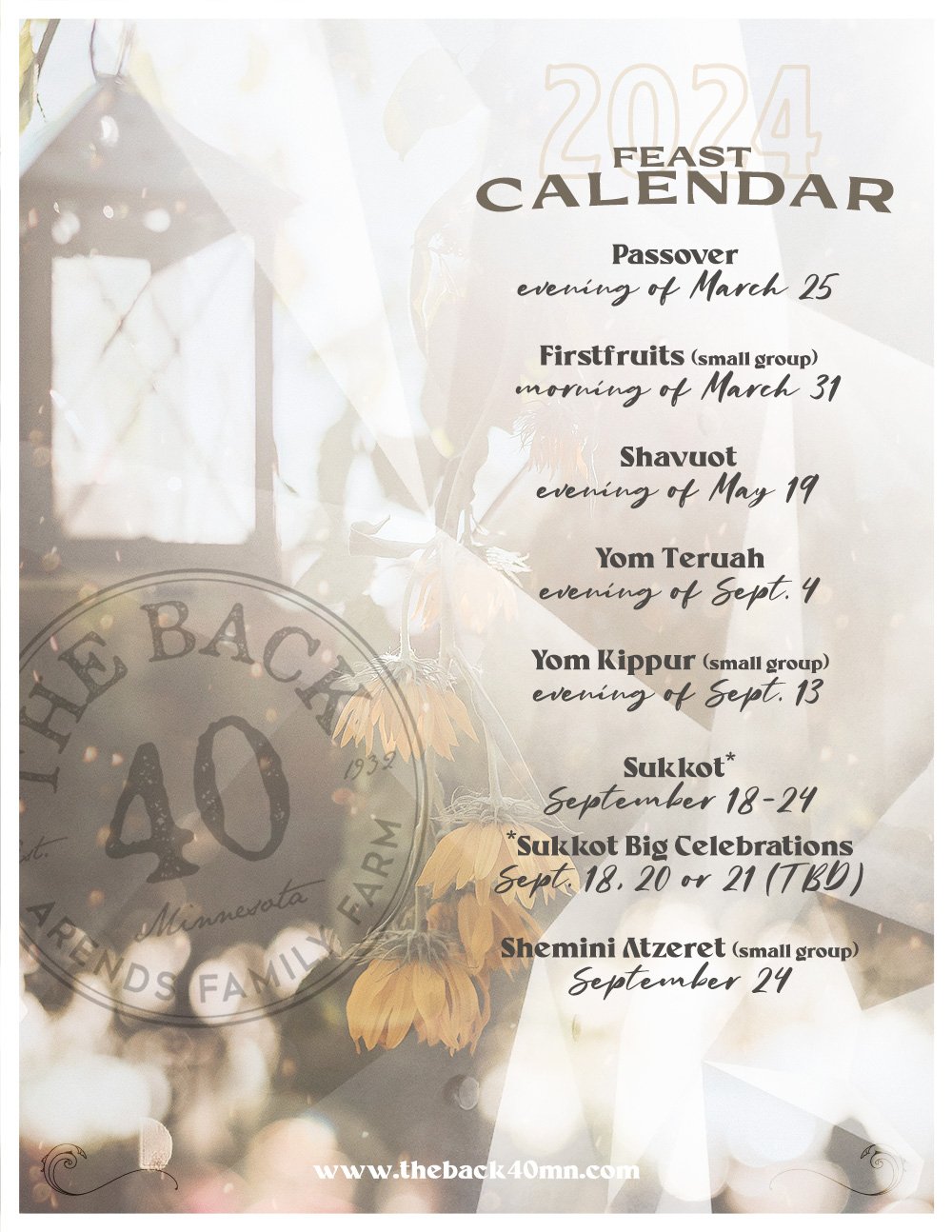 The Back 40 2024 Feast Calendar